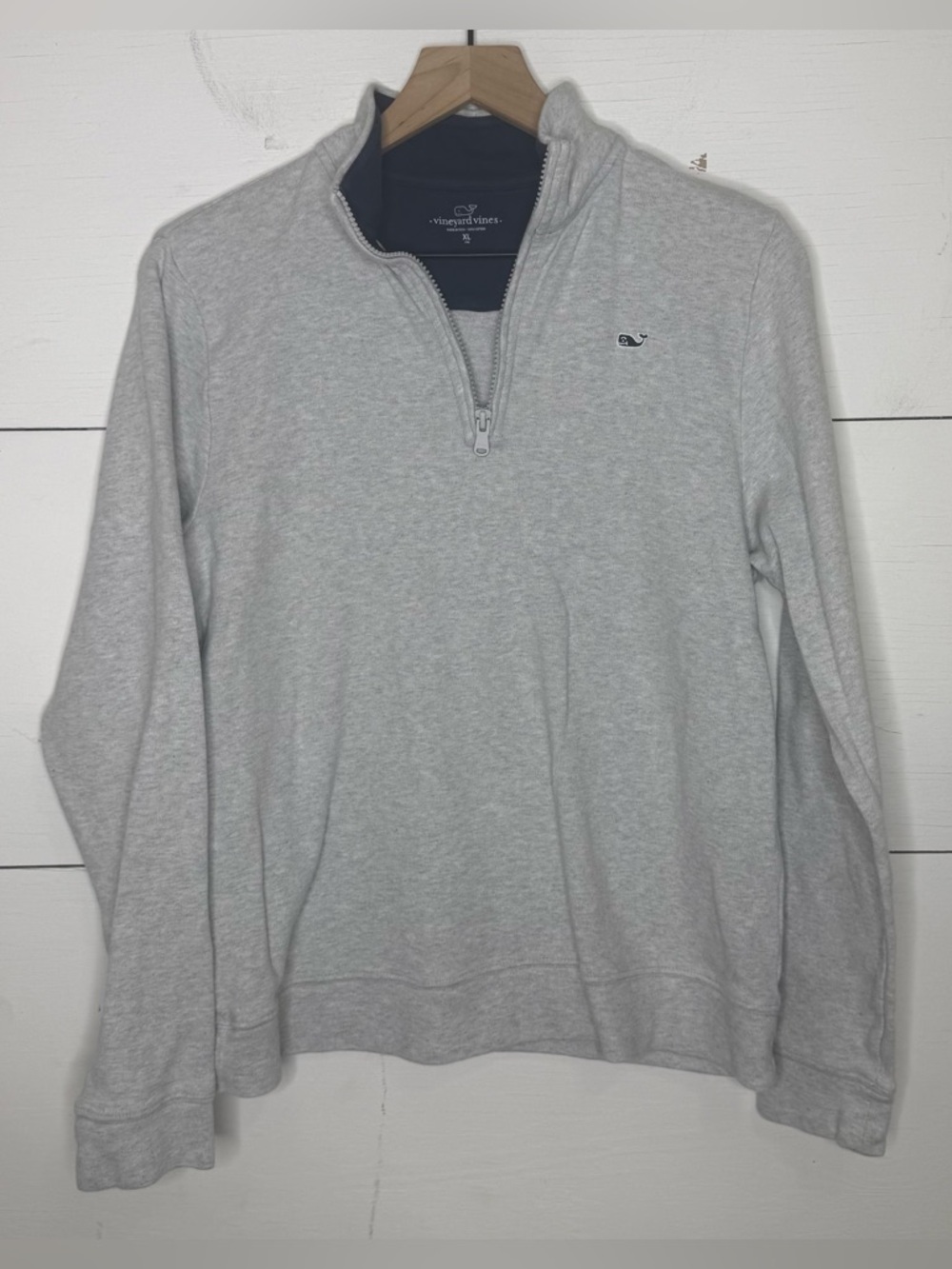 Vineyard Vines • Boys Light Gray Quarter-Zip Pullover Sweater Size XL 18